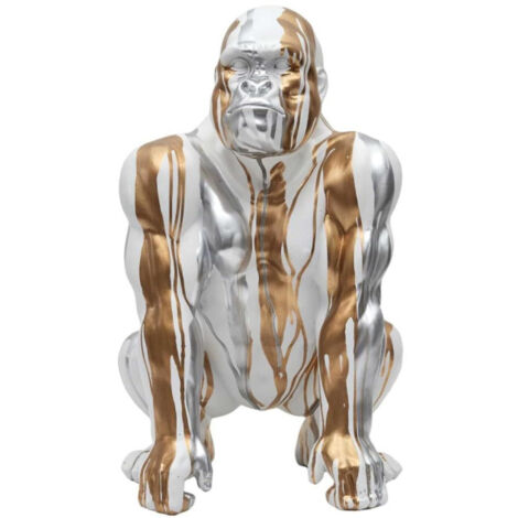 Statuette Déco Gorille "Coulure" 45cm Blanc