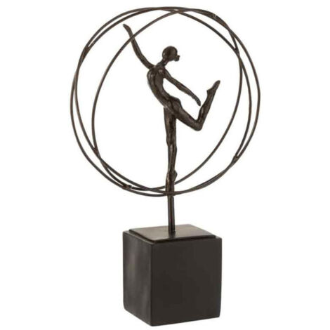 Statuette Déco "Gymnaste dans Cercle" 35cm Marron
