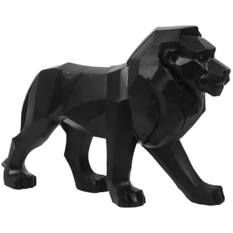 Statuette Déco "Lion Origami" 33cm Noir