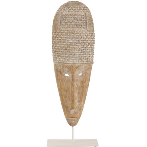Statuette Déco "Masque sur Pied" 64cm Blanc & Beige