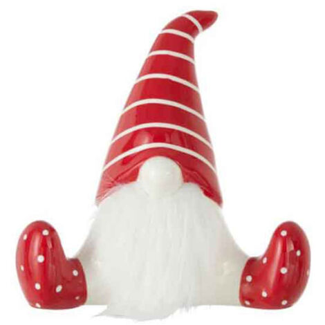 Statuette Déco "Père Noël Assis" 19cm Rouge & Blanc