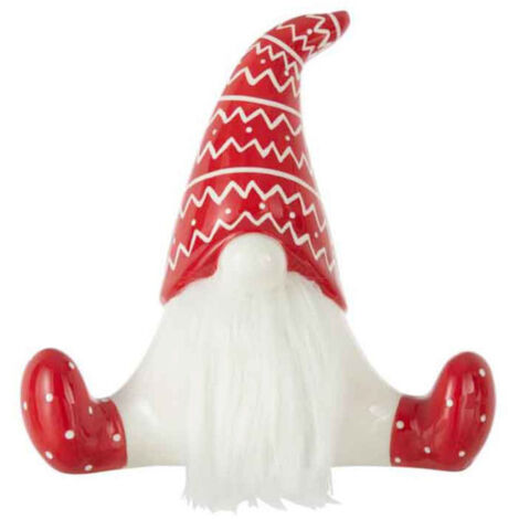Statuette Déco "Père Noël Assis" 25cm Rouge & Blanc