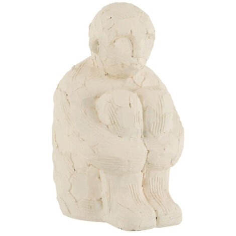Statuette Déco "Personnage Assis" 25cm Blanc