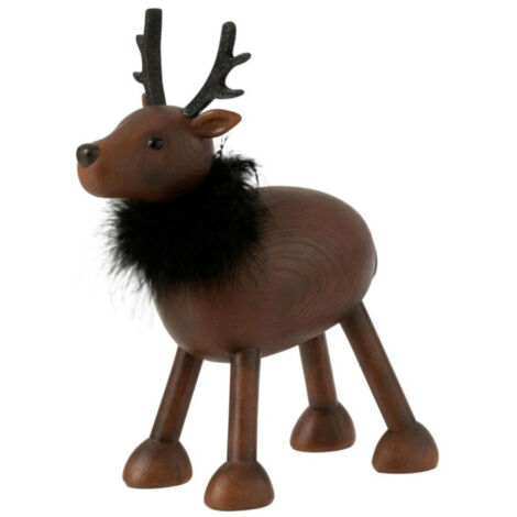 Statuette Déco Renne "Fourrure" 28cm Marron