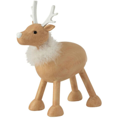 Statuette Déco Renne "Fourrure" 28cm Naturel
