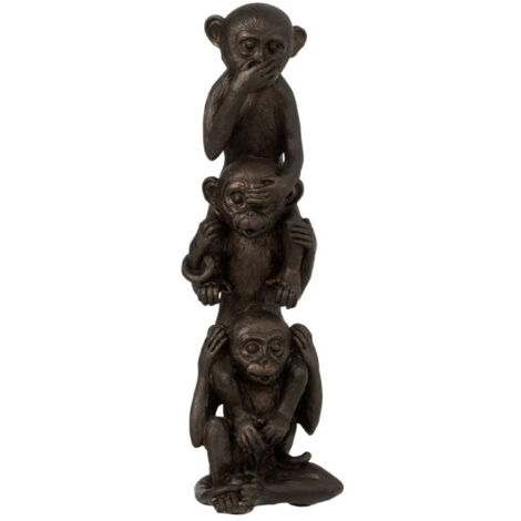 Statuette Déco "Singe l'Un sur l'Autre" 33cm Marron