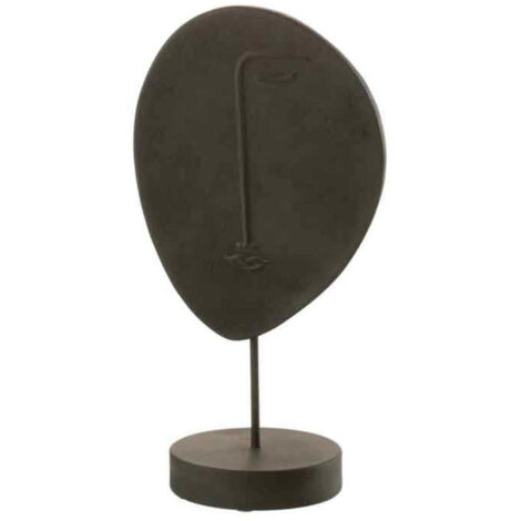 Statuette Déco sur Socle "Tête Plate" 34cm Noir