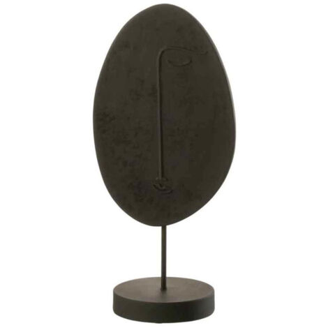 Statuette Déco sur Socle "Tête Plate" 46cm Noir