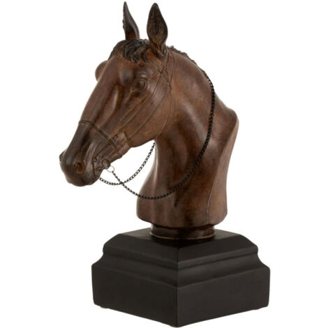 Statuette Déco "Tête de Cheval" 35cm Marron