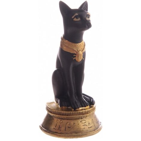 Statuette Déesse Bast avec collier Scarabée 13.5 cm