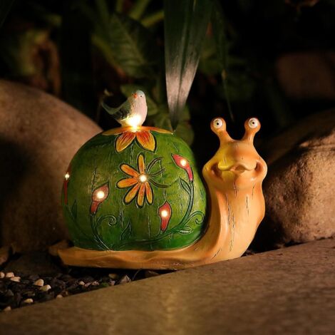 Statuette d'escargot de jardin à énergie solaire - Sculpture en résine pour décoration intérieure/extérieure, terrasse, jardin, cadeau pour maman