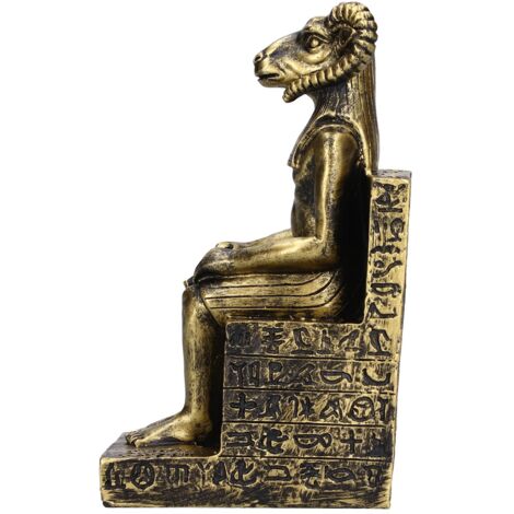 Statuette égyptienne antique en résine dorée, mouton sacré, décoration détaillée pour intérieur, art égyptien durable (SCS-V077-A1)