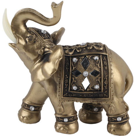 Statuette Éléphant Décorative Dorée pour Maison Bureau Cadeau Élégant (M)