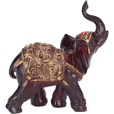 Statuette Éléphant Résine Durable Texture Fine Style Rétro Symbole de Puissance Chance Prospérité