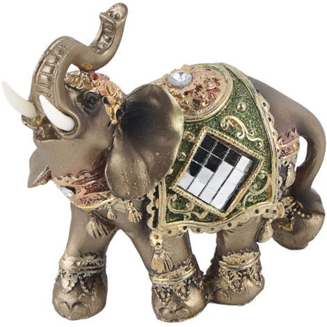 Statuette Éléphant Vert Feng Shui Chance, Décoration Maison Porte-Bonheur Cadeau (Taille M)