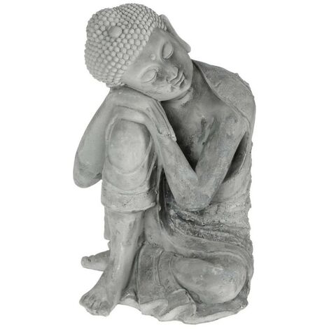 Statuette en Ciment Bouddha Assis 36cm Gris