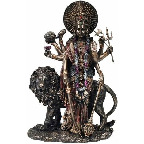 Statuette en polyrésine durga de couleur bronze
