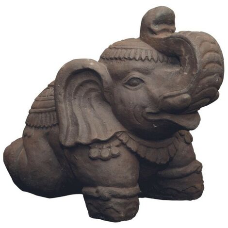 Statuette jardin éléphant sacré 30 cm - Gris anthracite 30 cm