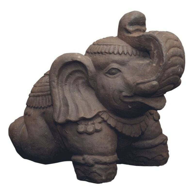 Jardinex - Statuette jardin éléphant sacré 30 cm - Gris anthracite 30 cm