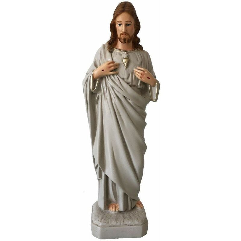 Phoenix Import - Statuette Jésus Christ Sacré coeur beige Intérieur et extérieur