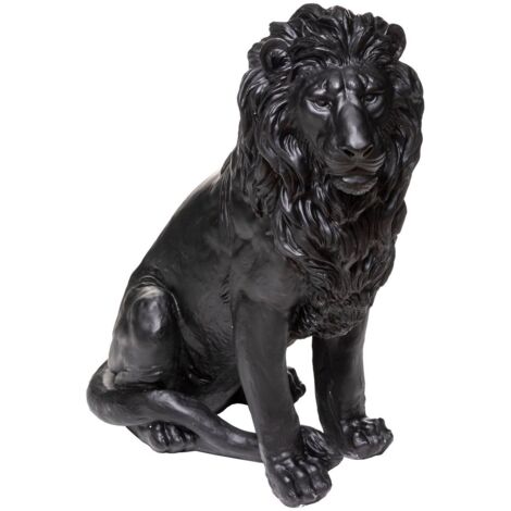 Statuette lion noir H80cm - Atmosphera créateur d'intérieur - Noir