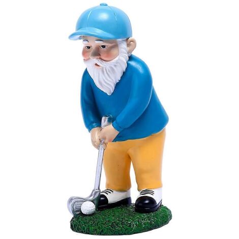 Statuette miniature décorative en résine d'un gnome golfeur - Figurine miniature décorative
