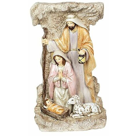Statuette Nativité à l'abri dans grotte 22 cm