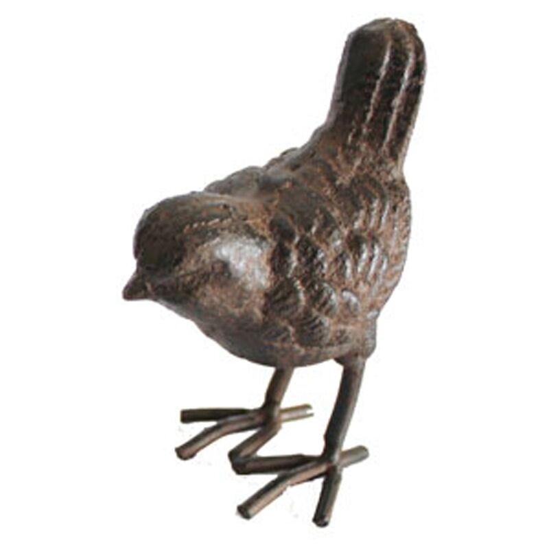 Statuette petit oiseau fonte 6x5x10cm - Marron