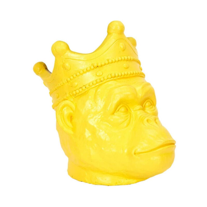 Paris Prix - Statuette Porte Plante 'Tête Orang Outan' 38cm Jaune