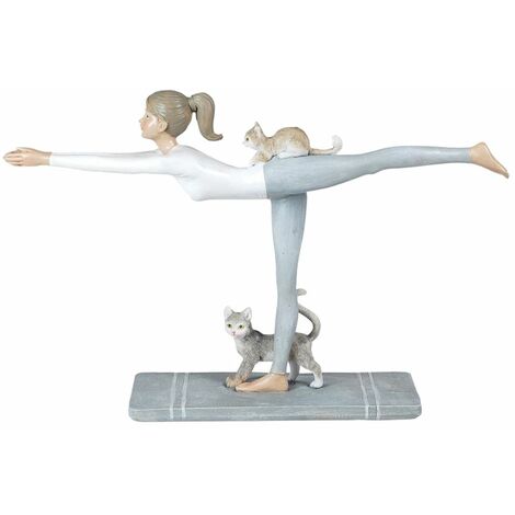 Statuette posture bâton en équilibre Yoga et chats