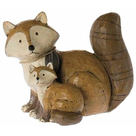 Statuette Renards de décoration en résine aspect bois