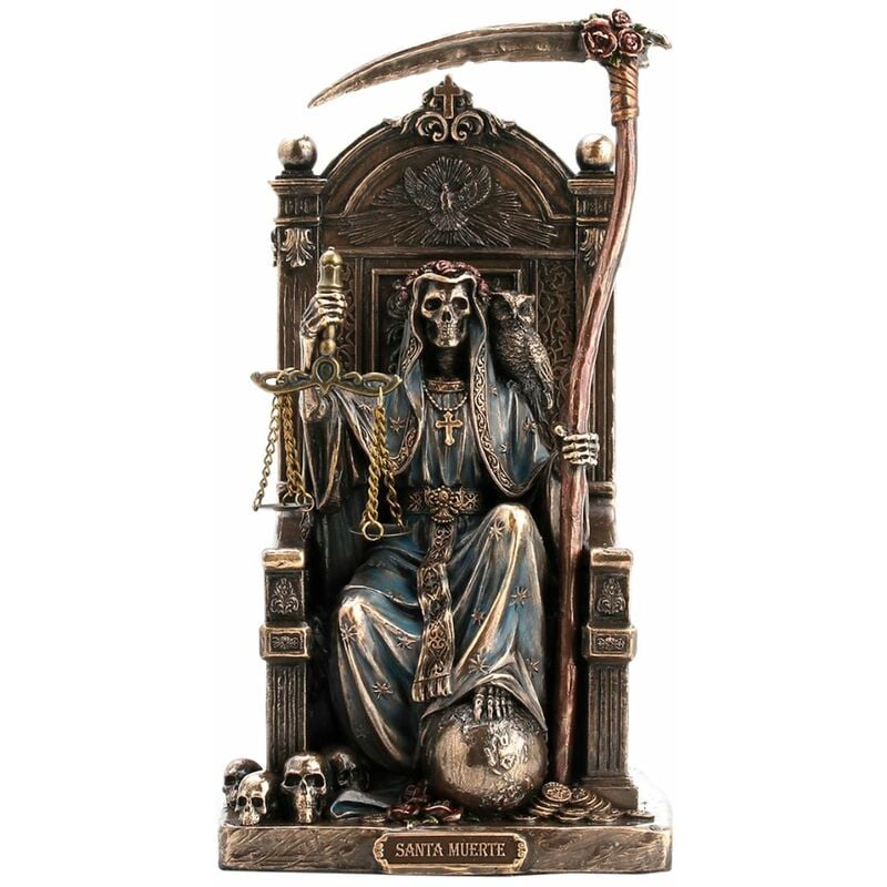 Statuette Santa Muerte en résine aspect bronze