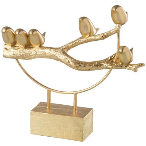 Statuette sur Socle "Oiseaux sur Branche" 35cm Or