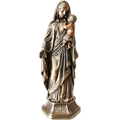 Statuette Vierge à l'enfant de couleur bronze