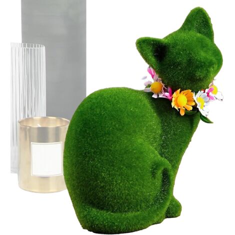 Statuettes de Chat pour Jardin,Ornement De Jardin Réaliste en Résine