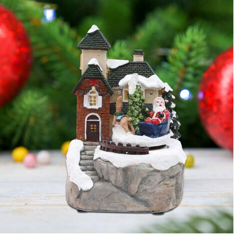 Statuettes Paysage Thème Décoration De Noël 15cm Avec Lumière Led Divers Modèles