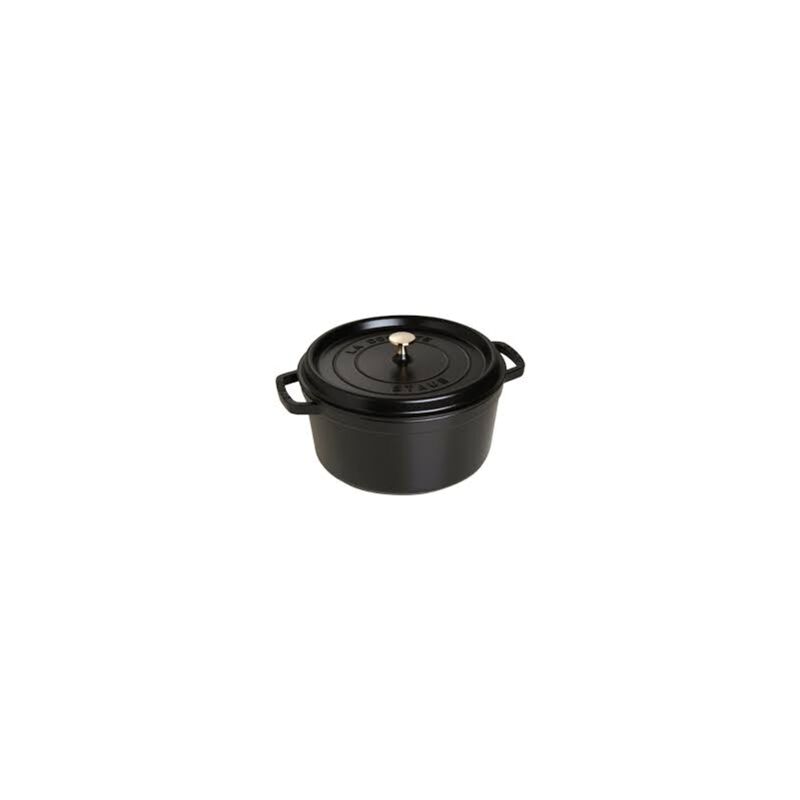 Cocotte en Fonte Émaillée avec Couvercle, Tous feux dont induction, 1 à 2 personnes, Ronde, 18 cm, 1,70 l, 3,4 kg, Noir Mat - Staub
