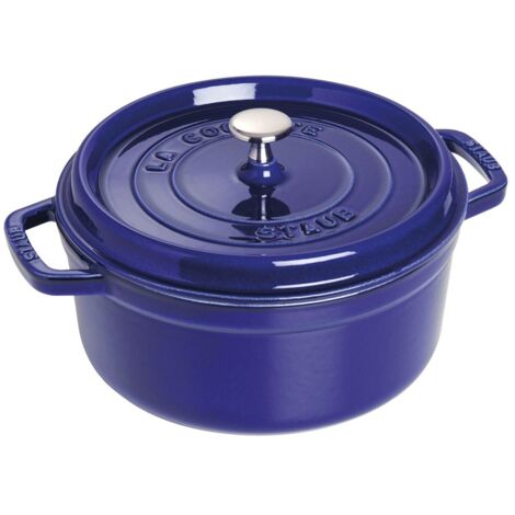 STAUB- Cocotte en Fonte Émaillée avec Couvercle, Tous feux dont induction, 4 à 5 personnes, Ronde, 26 cm, 5 L, 6 kg, Bleu Intense