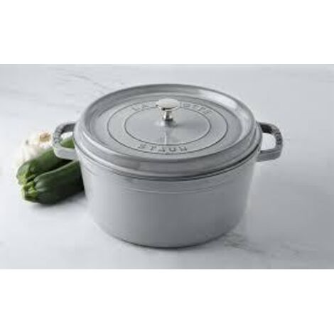 STAUB- Cocotte en Fonte Émaillée avec Couvercle, Tous feux dont induction, 5 à 7 personnes, Ronde, 28 cm, 6,70 L, 7,7 kg, Gris Graphite