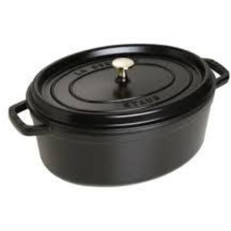 STAUB- Cocotte en Fonte Émaillée avec Couvercle, Tous feux dont induction, 6 à 7 personnes, Ovale, 33 cm, 6,70 L, 8,2 kg, Noir Mat