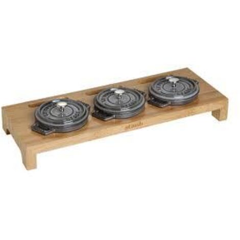 STAUB- Présentoir pour 3 Mini Cocottes, Bambou, 42 x 16 cm
