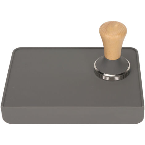 Staubdichte Silikon-Tampermatte mit Holzstampfer für Kaffee, 58 mm, graues Set für Zuhause
