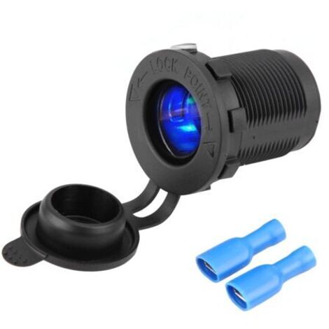 Staubdichte Zigarettenanzünderbuchse mit blauer LED, für Auto, Motorrad und Boot.