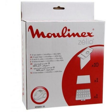 Staubsaugerbeutel zelio 10 Stück + Filter für Staubsauger von moulinex