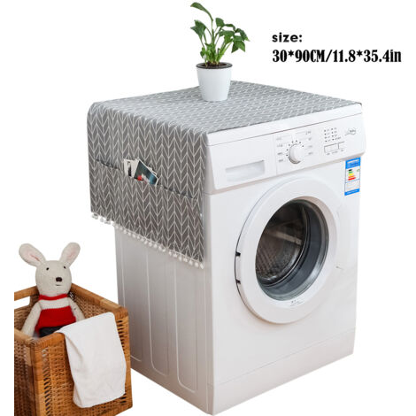 Staubschutzhülle für Waschmaschine und Kühlschrank – Polyester – Größen: 30 x 90 cm oder 55 x 130 cm – 1 Stück – Rustikales Design mit Taschen