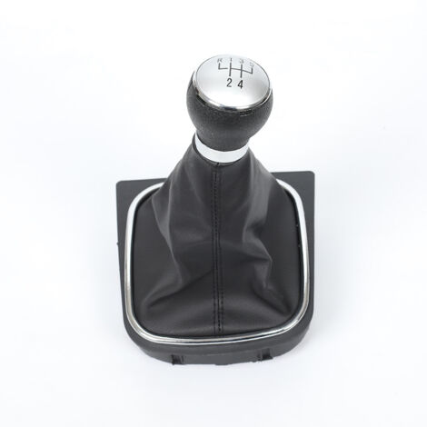 Staubschutzset für den Schalthebel von Volkswagen Golf 6 MK5 MK6 Jetta Sagitar, schwarzes Leder + silberne Kappe, 5-Gang-Schalthebel, ein Set.