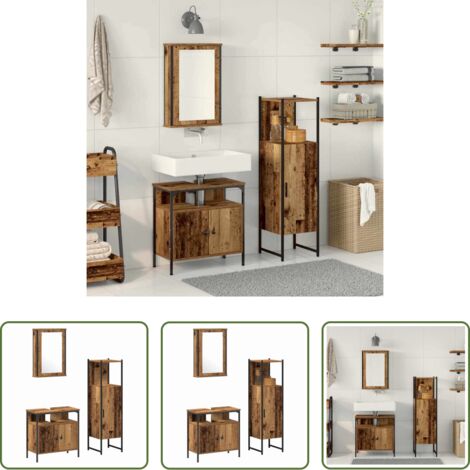 Stauraum -  Badezimmermöbel Set mit Speicher 3 pcs Braun 33 x 33 x 120.5 cm