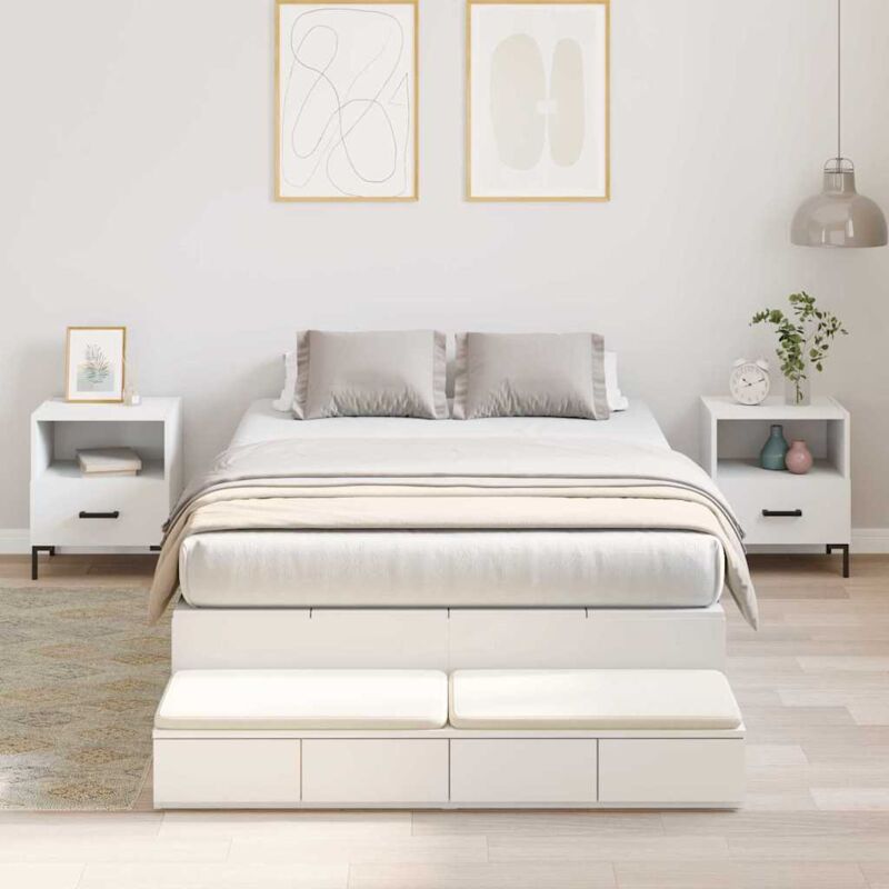 Bett Mit Stauraum Weiß 226.5 X 120 X 31.5 Cm Holzwerkstoff Vidaxl