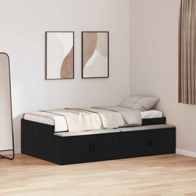 Bett Mit Stauraum Schwarze Eiche 75 X 190 Cm Holzwerkstoff Vidaxl