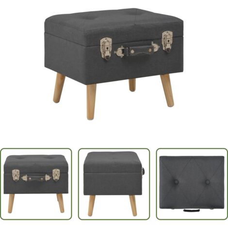 Stauraum Hocker -  Hocker mit Stauraum 40 cm Dunkelgrau Stoff